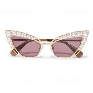 Lele Sadoughi Gold Elton Cat Eye Sunglasses